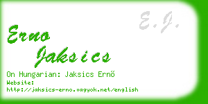 erno jaksics business card